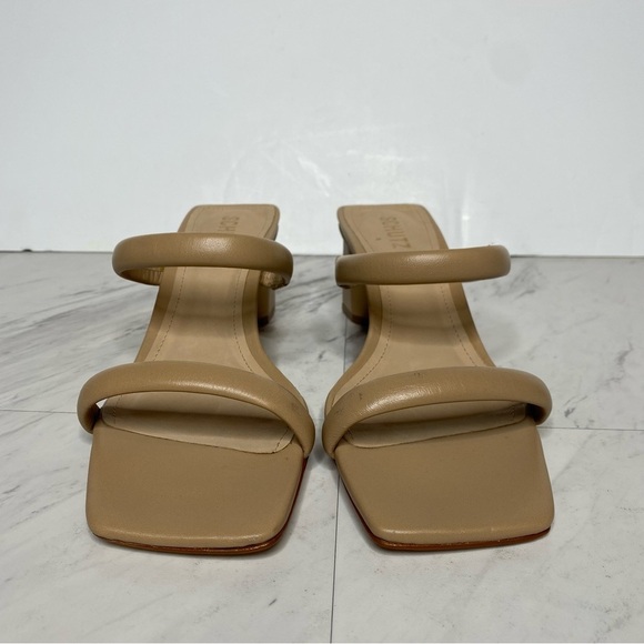 New! Schutz Ully Lo Tan Leather Heeled Sandal 10B - Picture 3 of 13